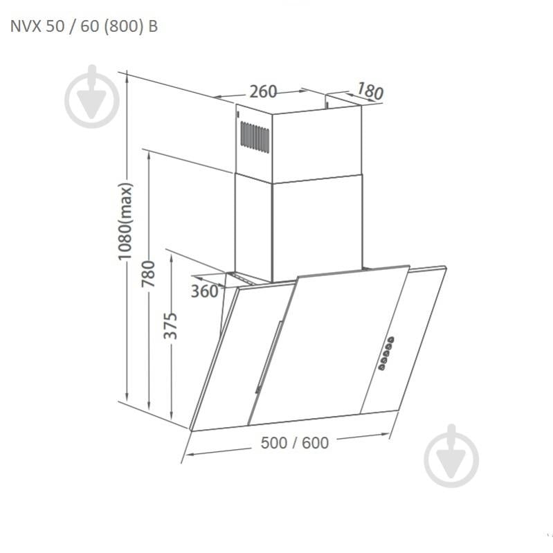 Вытяжка Pyramida NVX 60 (800) B BL - фото 6