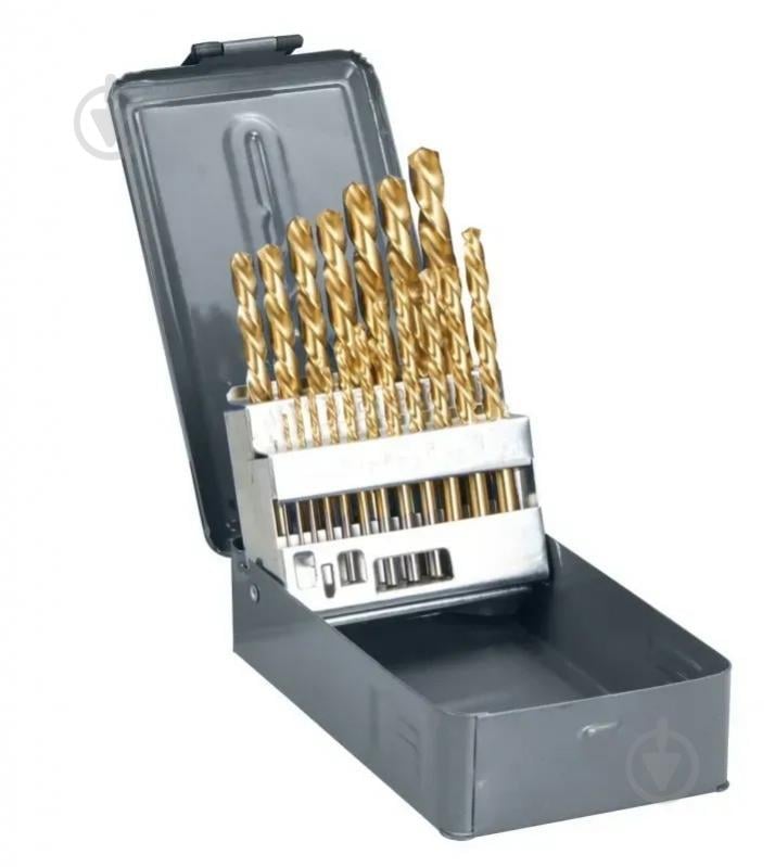 Набір свердел по металу Proline 1-10 мм крок 0.5 мм з титановим покриттям 19 шт. 77990 - фото 1 Набір свердел по металу Proline 1-10 мм крок 0.5 мм з титановим покриттям 19 шт. 77990 - фото 1