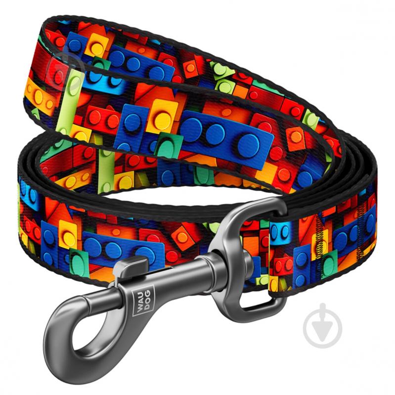 Поводок Waudog Nylon рисунок "Блоки" М Ш20 мм Д122 см - фото 1