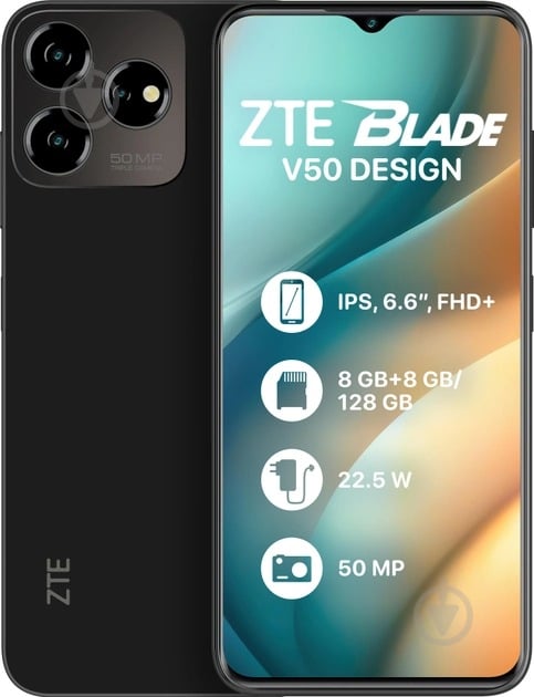 Смартфон ZTE Blade V50 Design 8/128GB diamond black - фото 1