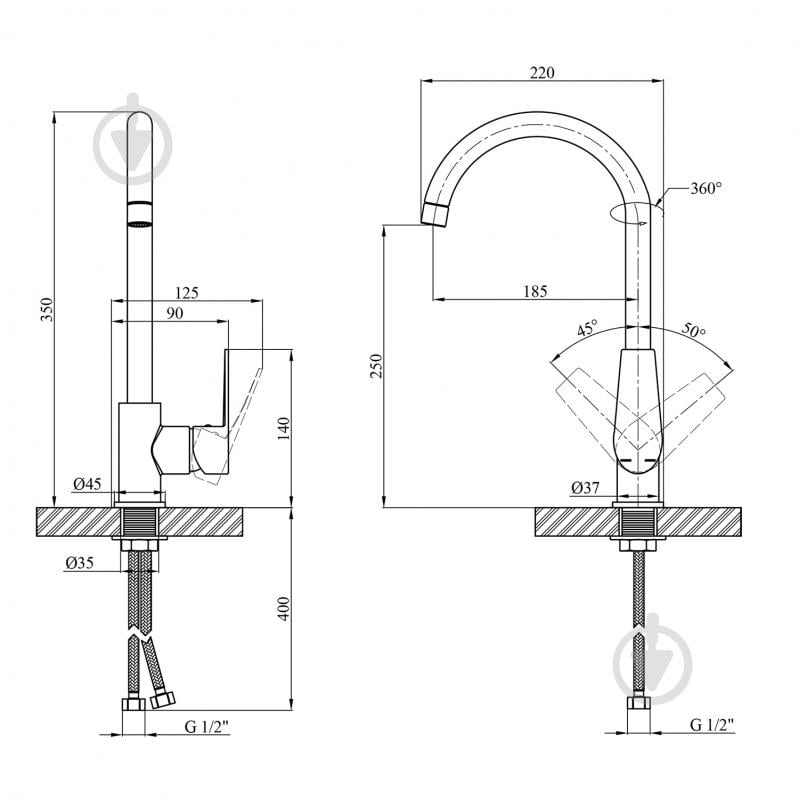 Смеситель для кухни Kroner KRP Eifel - C030 - фото 2 Смеситель для кухни Kroner KRP Eifel - C030 - фото 2