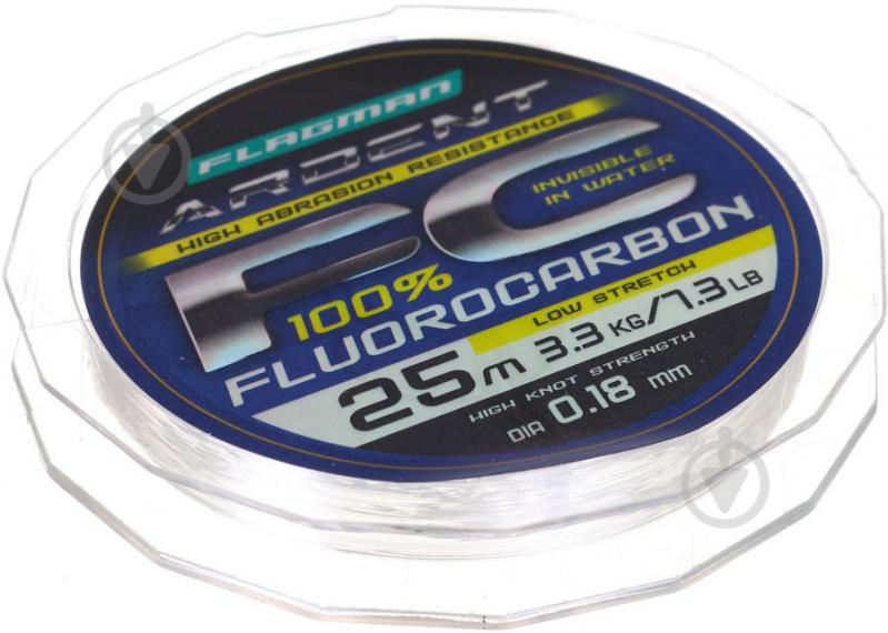 Леска Flagman Ardent Fluorocarbon 25м 0,18мм 3,3кг - фото 1