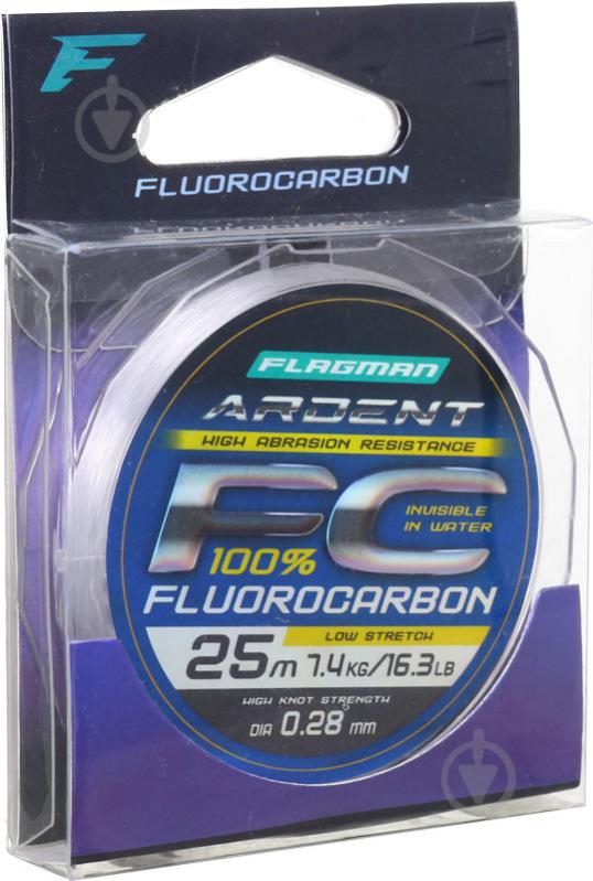 Леска Flagman Ardent Fluorocarbon 25м 0,28мм 7,4кг - фото 2