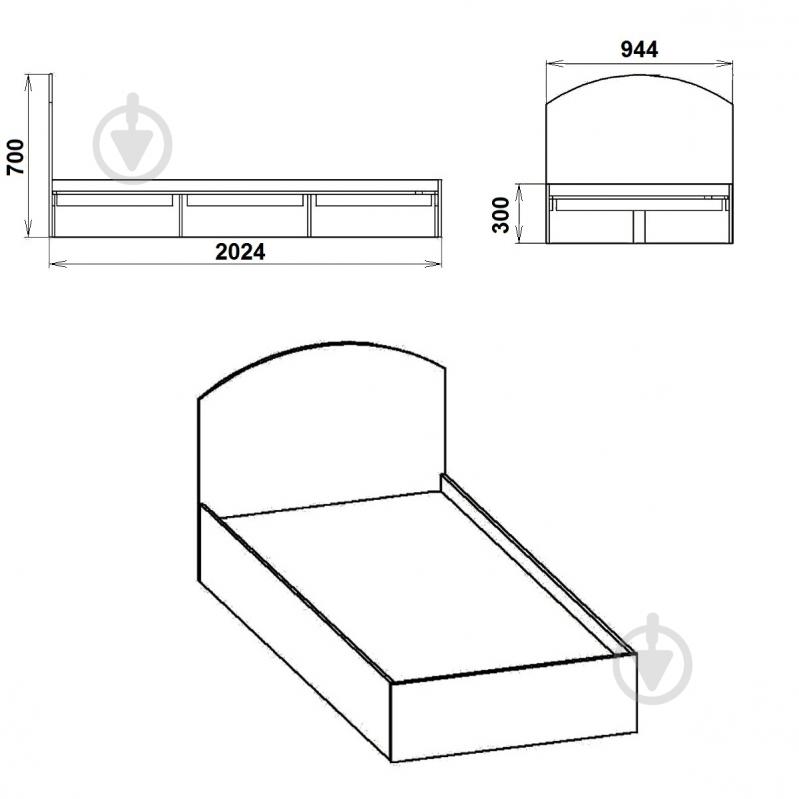 Кровать Компанит 90x200 см ольха - фото 2 Кровать Компанит 90x200 см ольха - фото 2