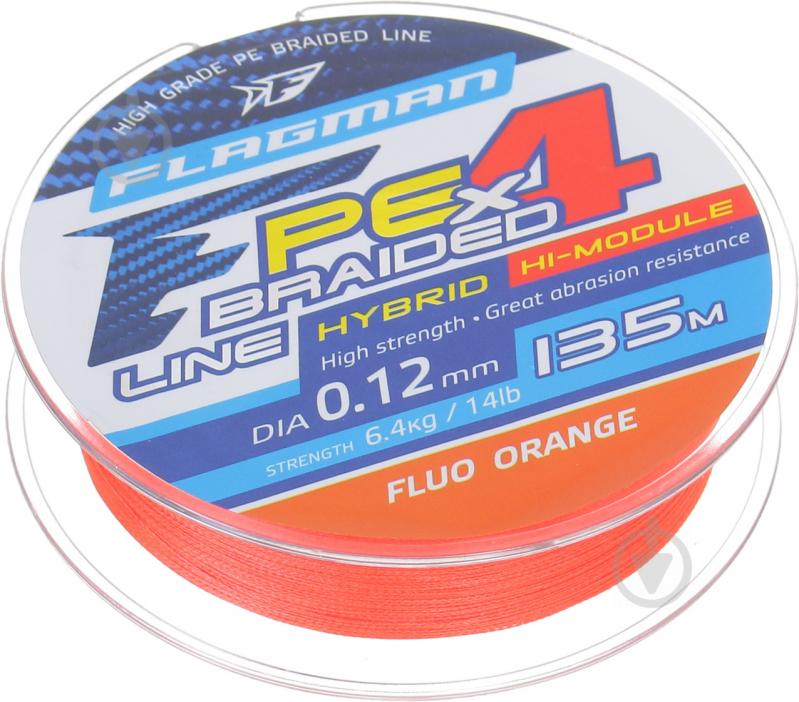 Шнур Flagman PE Hybrid F4 FluoOrange 135м 0,12мм 6,4кг - фото 1