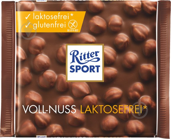 Молочный шоколад Ritter Sport Безлактозный с цельными лесными орехами 100 г - фото 1
