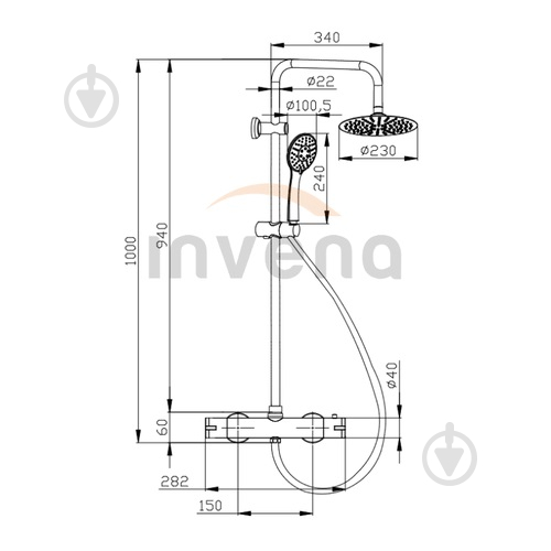 Душова система Invena з термостатом хром MUSTA AU-84-001 - фото 3