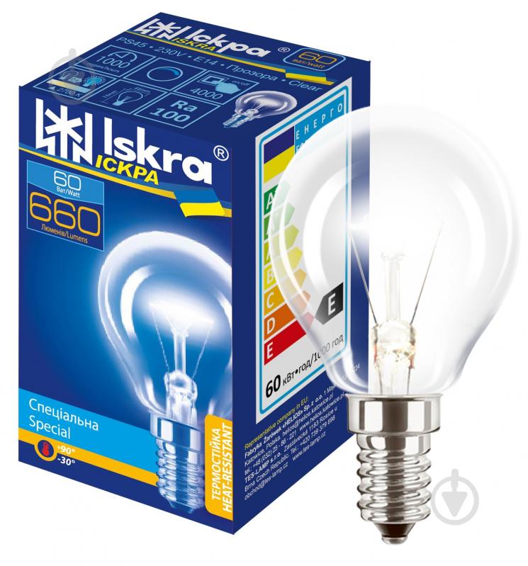 Лампа накаливания Іскра P45 60 Вт E14 230 В прозрачная (Iskra БМТ 230-60-Т-P) - фото 2 Лампа накаливания Іскра P45 60 Вт E14 230 В прозрачная (Iskra БМТ 230-60-Т-P) - фото 2