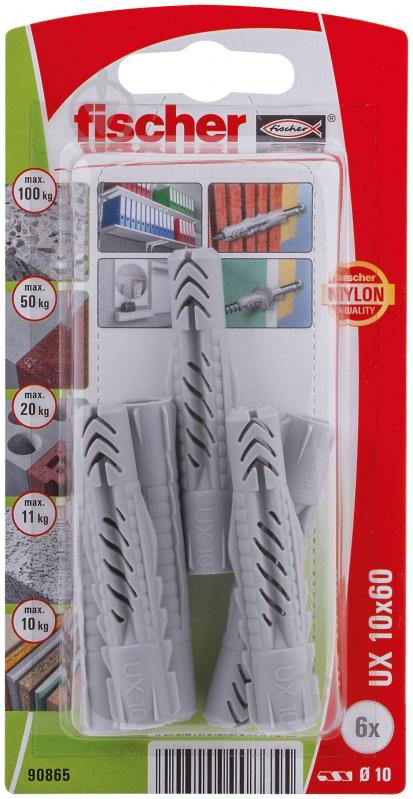 Дюбель універсальний дюбель UX 10x60 без бурта fischer 10x60 мм 6 шт. (90865) - фото 2 Дюбель універсальний дюбель UX 10x60 без бурта fischer 10x60 мм 6 шт. (90865) - фото 2