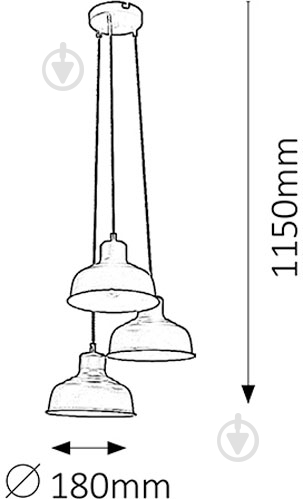 Люстра підвісна Rabalux Owen 2790 3x25 Вт E27 матовий чорний - фото 4