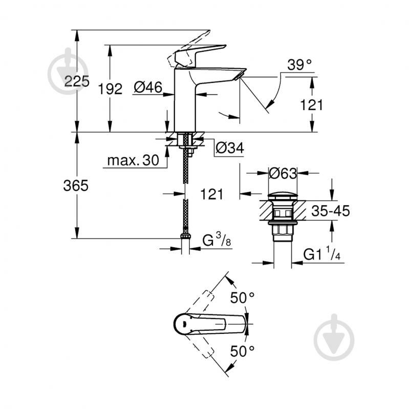 Смеситель для умывальника Grohe QuickFix Start M-Size 24204002 - фото 3