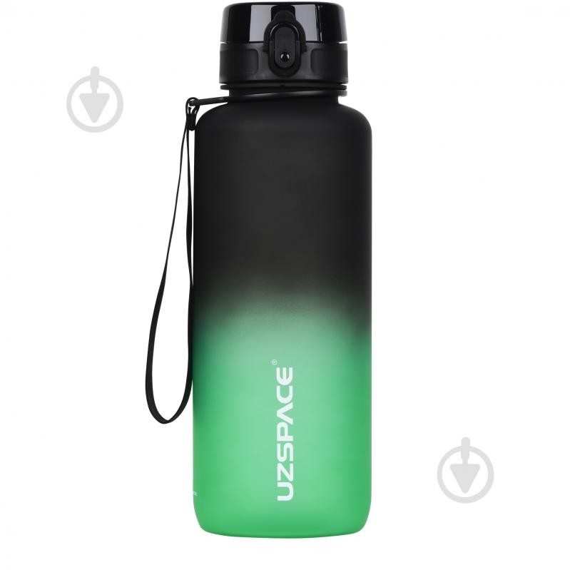 Пляшка для води Uzspace Frosted 3056 1500 мл чорно-зелена - фото 1