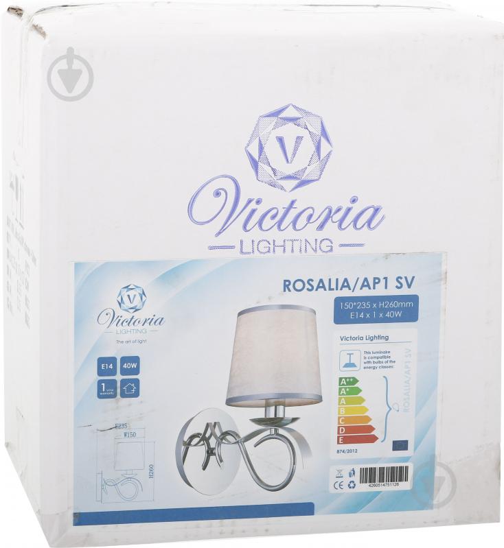 Бра Victoria Lighting 1x40 Вт E14 хром/срібло Rosalia/AP1 - фото 2