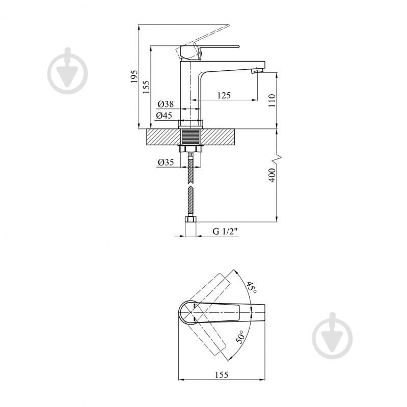 Змішувач для умивальника Kroner KRP Eifel - C010 - фото 2