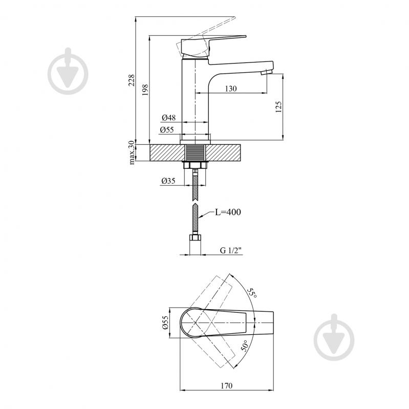 Смеситель для умывальника Kroner KRP Enzo - C010 - фото 2