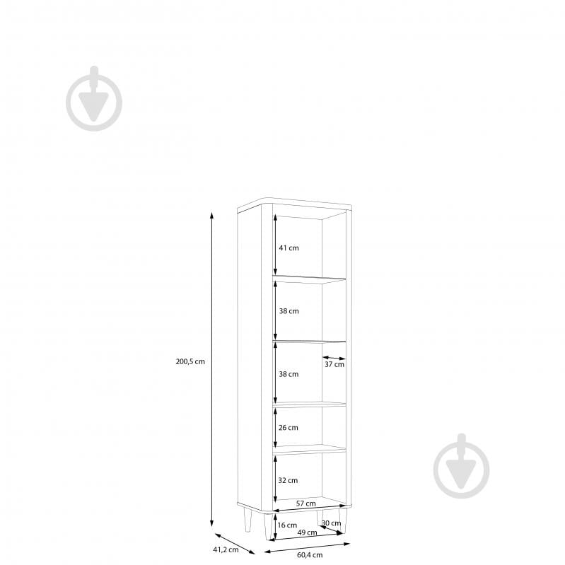 Шафа-вітрина Forte Meble 1d LACETTI 2005х604х412 мм дуб валенсія / бежевий - фото 6 Шафа-вітрина Forte Meble 1d LACETTI 2005х604х412 мм дуб валенсія / бежевий - фото 6