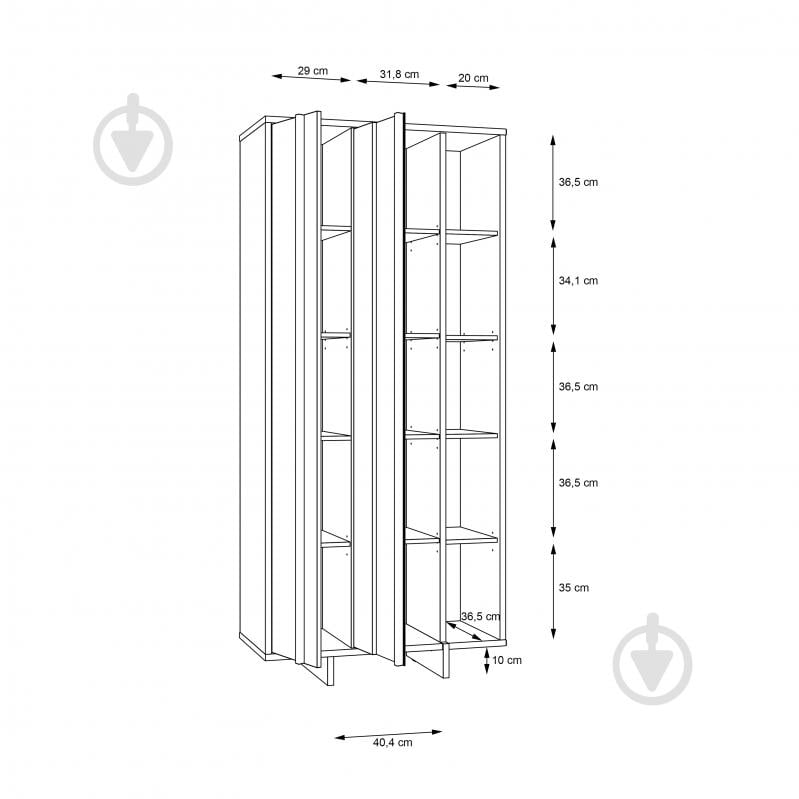 Шафа-вітрина Forte Meble JOKKAZ 1977х896х420 мм чорний / дуб флагстафф / чорний - фото 9 Шафа-вітрина Forte Meble JOKKAZ 1977х896х420 мм чорний / дуб флагстафф / чорний - фото 9