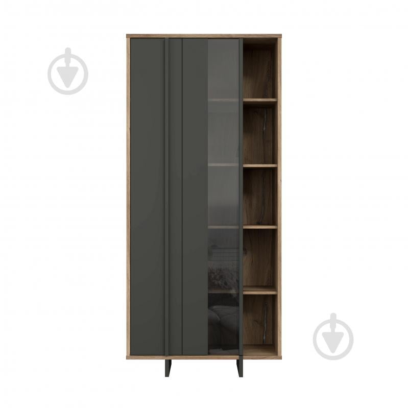 Шафа-вітрина Forte Meble JOKKAZ 1977х896х420 мм чорний / дуб флагстафф / чорний - фото 2 Шафа-вітрина Forte Meble JOKKAZ 1977х896х420 мм чорний / дуб флагстафф / чорний - фото 2