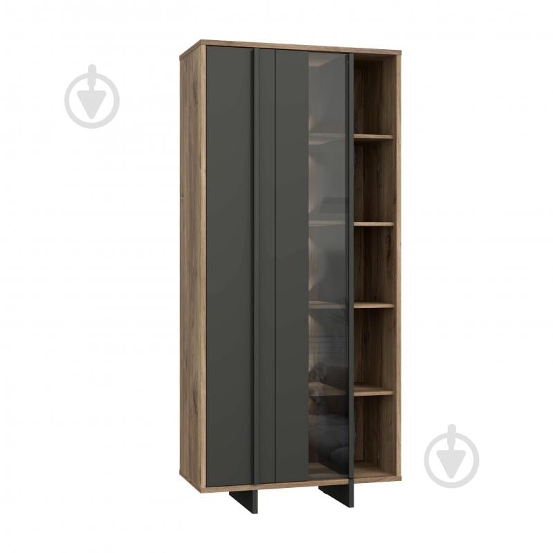 Шафа-вітрина Forte Meble JOKKAZ 1977х896х420 мм чорний / дуб флагстафф / чорний - фото 3 Шафа-вітрина Forte Meble JOKKAZ 1977х896х420 мм чорний / дуб флагстафф / чорний - фото 3