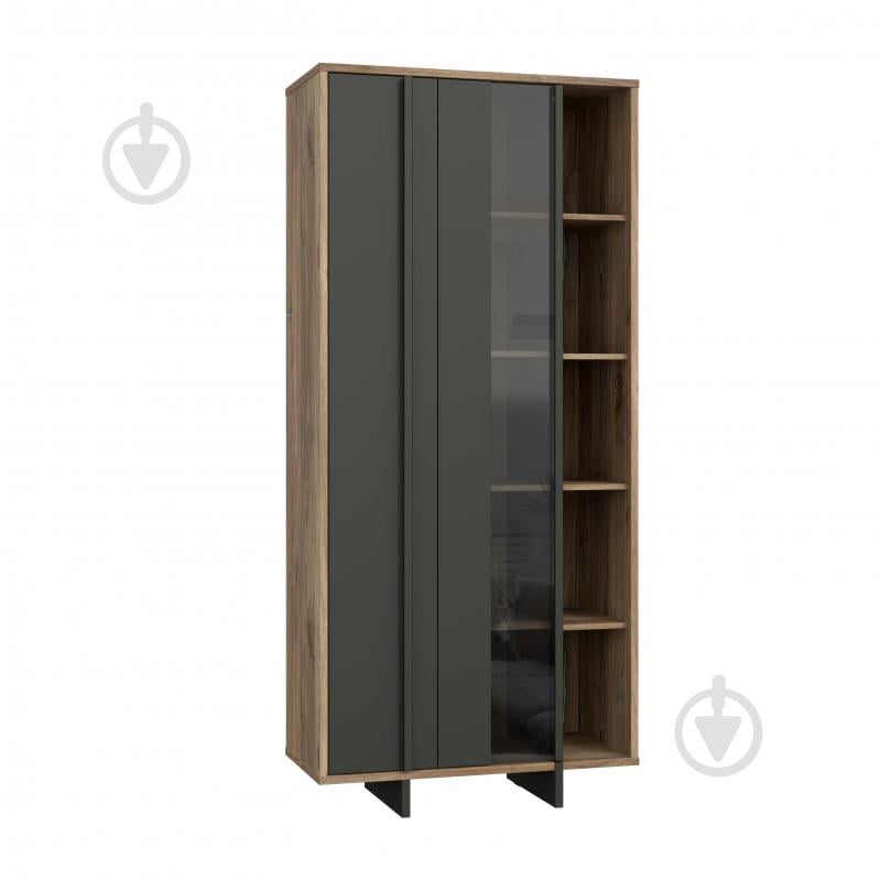 Шафа-вітрина Forte Meble JOKKAZ 1977х896х420 мм чорний / дуб флагстафф / чорний - фото 1 Шафа-вітрина Forte Meble JOKKAZ 1977х896х420 мм чорний / дуб флагстафф / чорний - фото 1