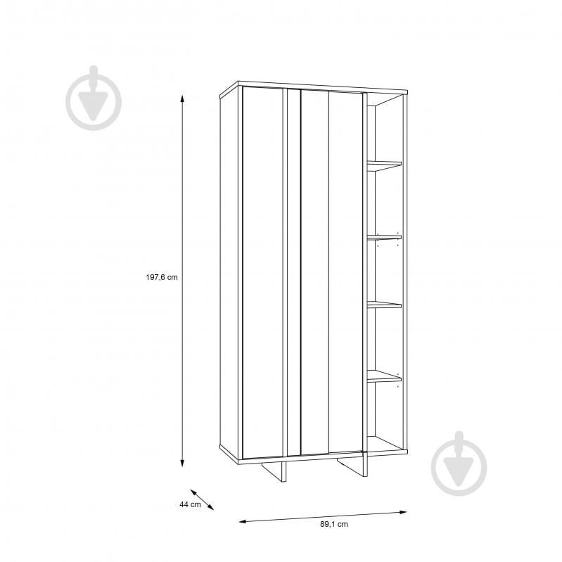 Шафа-вітрина Forte Meble JOKKAZ 1977х896х420 мм чорний / дуб флагстафф / чорний - фото 8 Шафа-вітрина Forte Meble JOKKAZ 1977х896х420 мм чорний / дуб флагстафф / чорний - фото 8