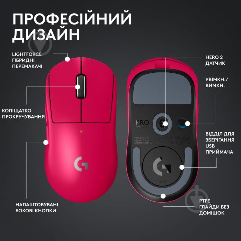 Мышь Logitech G Pro X Superlight 2 Lightspeed Gaming Mouse magenta (L910-006797) - фото 9