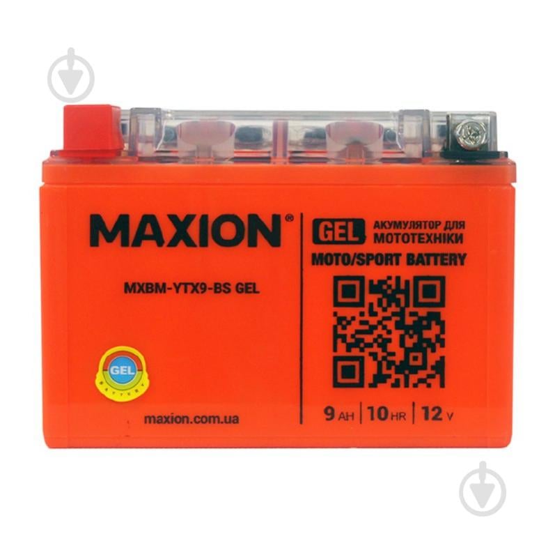 Аккумулятор автомобильный MAXION 9Ah 120A 12V YTX9-BSGEL «+» слева - фото 1