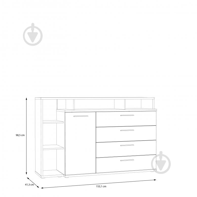 Комод Forte Meble Mayacus 1d3s 1531x985x413 мм білий/білий/дуб маувелла - фото 6 Комод Forte Meble Mayacus 1d3s 1531x985x413 мм білий/білий/дуб маувелла - фото 6