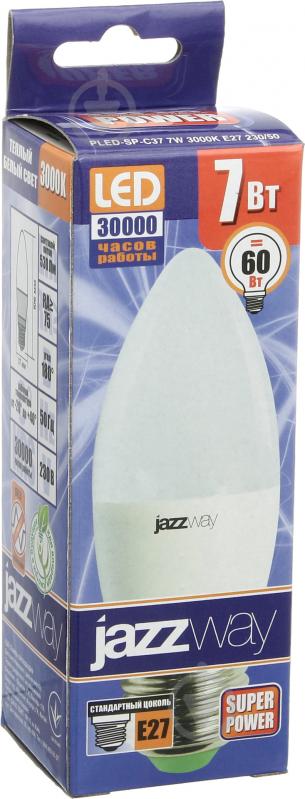 Лампа светодиодная Jazzway Pled Super Power 7 Вт C37 матовая E27 220 В 3000 К 1027825 - фото 1