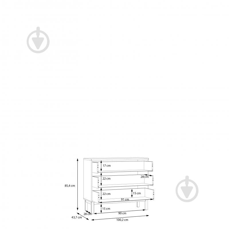 Комод Forte Meble Penkridge 3s 1002x854x417 мм дуб глиняный/светло-серый - фото 6