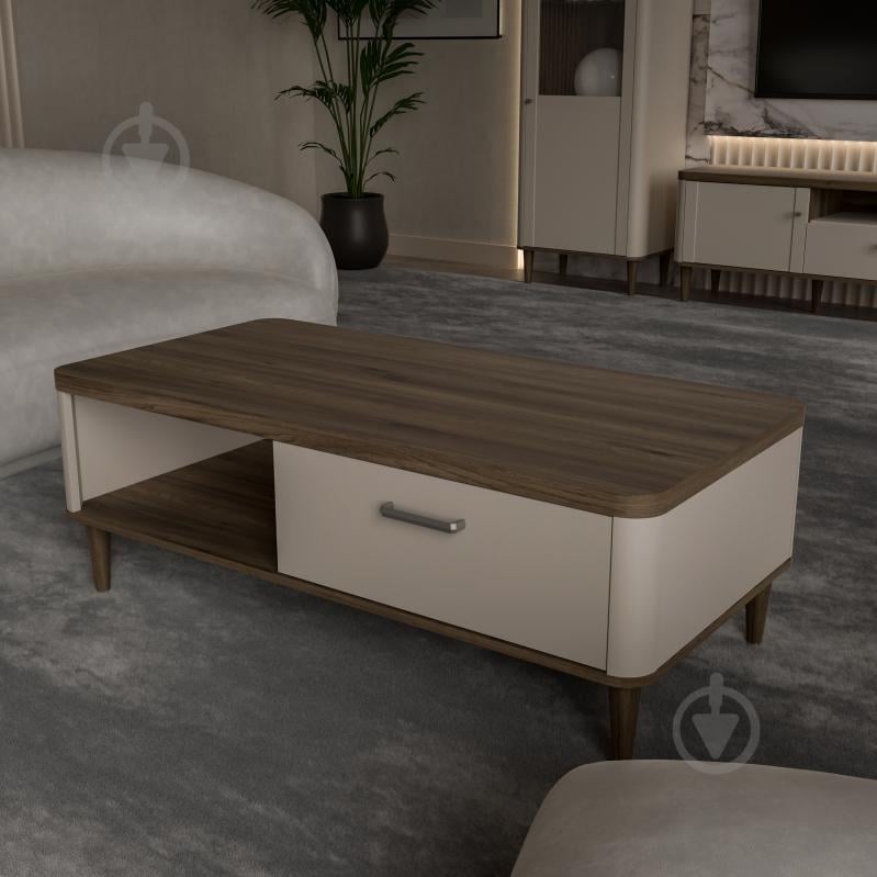 Стіл журнальний Forte Meble Lacetti 600x1200x437 мм дуб валенсія/ бежевий - фото 5