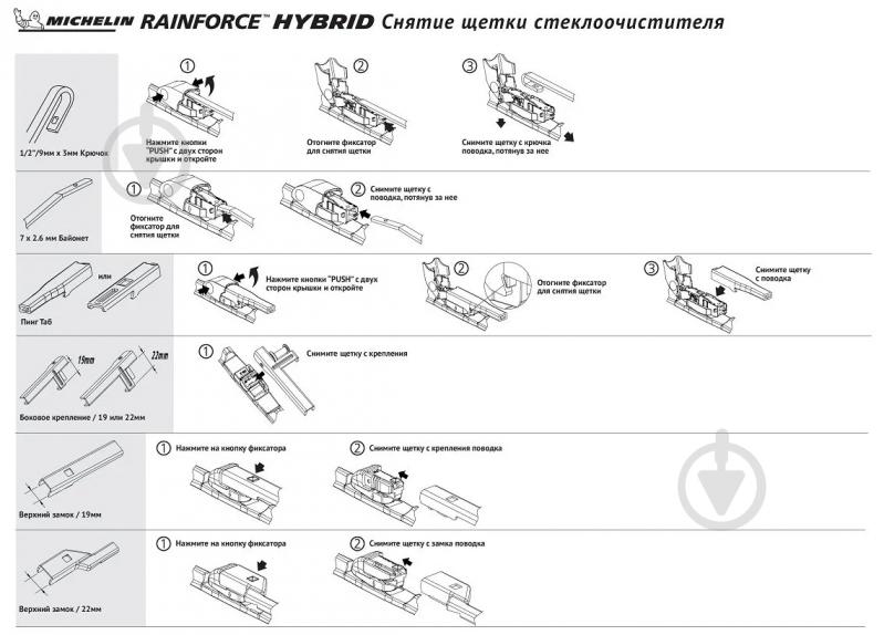 Щетка стеклоочистителя Michelin Rainforce Hybrid 15 дюймів 380 мм шт. - фото 8