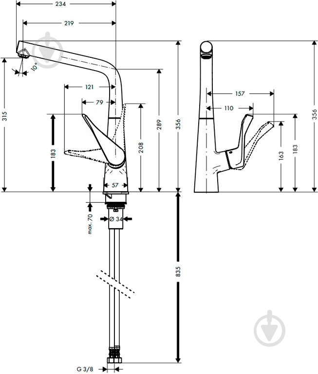 Смеситель для кухни Hansgrohe Metris 14822000 - фото 2 Смеситель для кухни Hansgrohe Metris 14822000 - фото 2