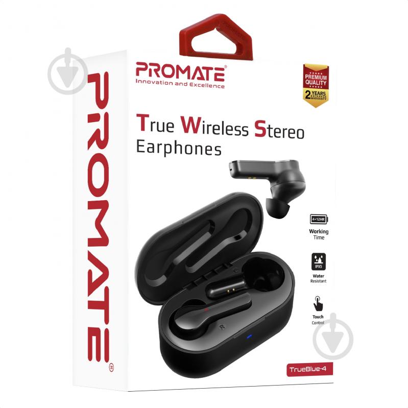 Наушники Promate TrueBlue-4 Bluetooth 5 IPX5 black (trueblue-4.black) - фото 9