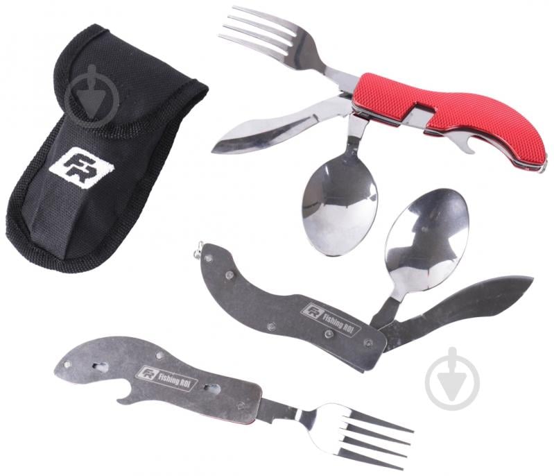 Ложка-виделка Fishing ROI туристична 4 в 1 Red - фото 1 Ложка-виделка Fishing ROI туристична 4 в 1 Red - фото 1