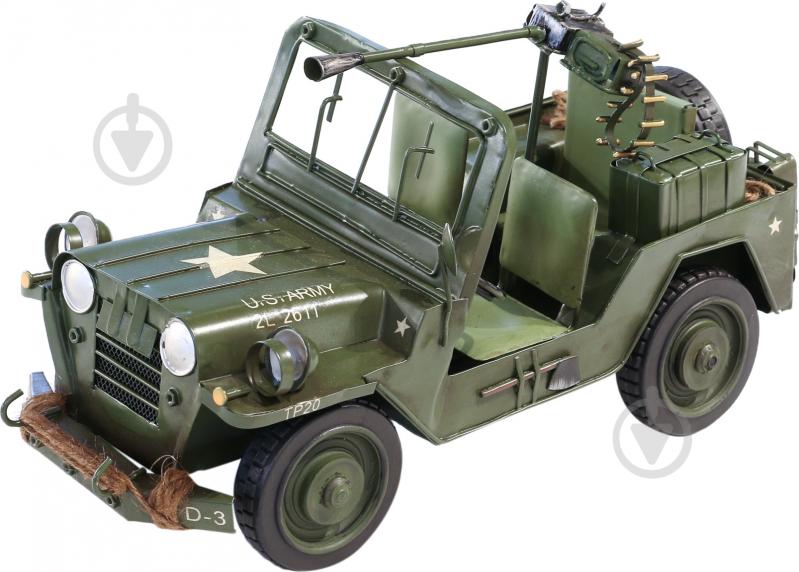 Модель ретро автомобиля военный Jeep CJ110467 зеленый - фото 1