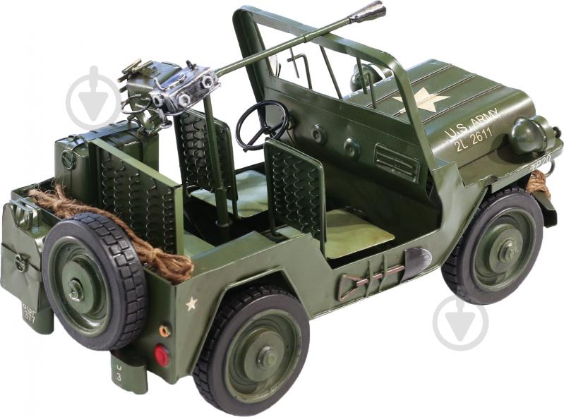 Модель ретро автомобиля военный Jeep CJ110467 зеленый - фото 2