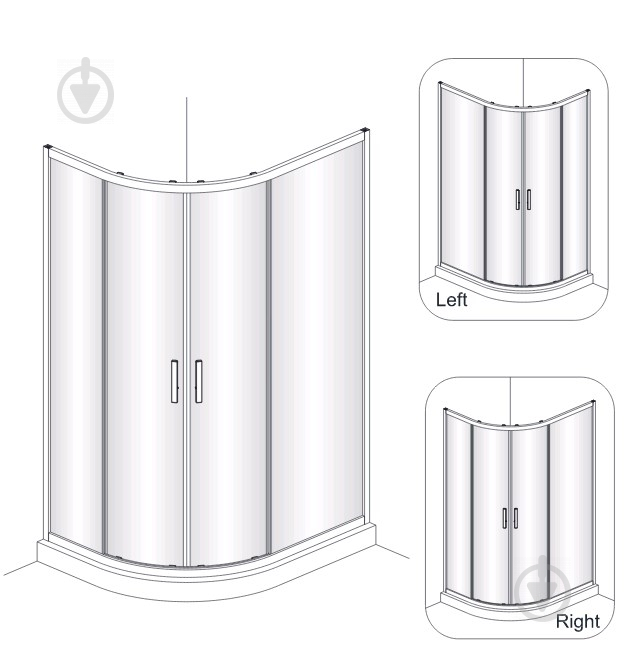 Душова кабіна Koller Pool ROUND напівкругла 1200x800x1900 мм скло матове R12080RG - фото 6