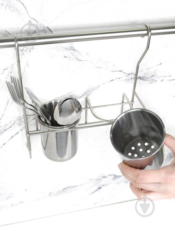 Полка на рейлинг Lemax MX-425 NM двойная 215х105х270 мм для столовых приборов матовый никель - фото 3