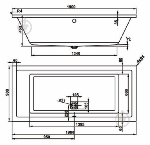 Ванна акриловая Vagnerplast Cavallo 190х90 см VPBA190CAV2X-04 - фото 3