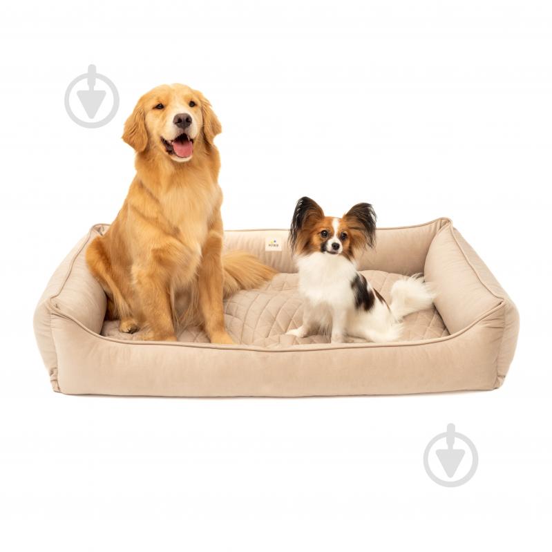 Лежак PETBED Лакі 3XL 120х80 см h-24 см велюр бежевий - фото 5 Лежак PETBED Лакі 3XL 120х80 см h-24 см велюр бежевий - фото 5