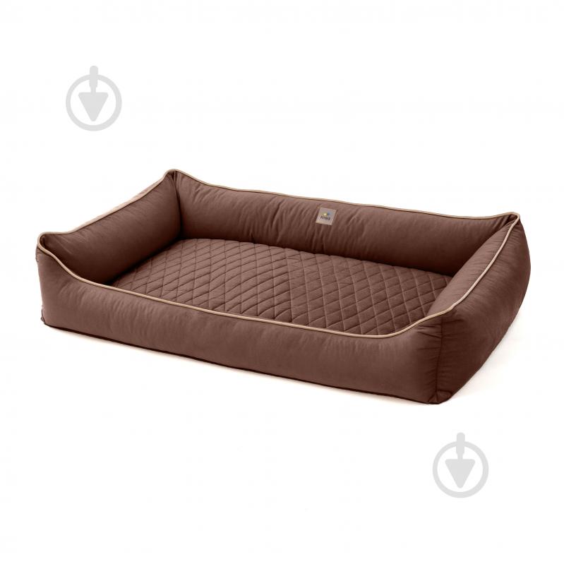 Лежак PETBED Лакі 3XL 120х80 см h-24 см велюр коричневий/кант бежевий - фото 1 Лежак PETBED Лакі 3XL 120х80 см h-24 см велюр коричневий/кант бежевий - фото 1