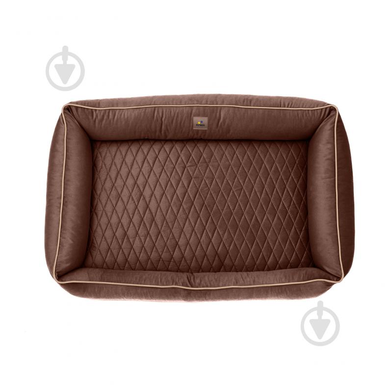 Лежак PETBED Лакі 3XL 120х80 см h-24 см велюр коричневий/кант бежевий - фото 4 Лежак PETBED Лакі 3XL 120х80 см h-24 см велюр коричневий/кант бежевий - фото 4