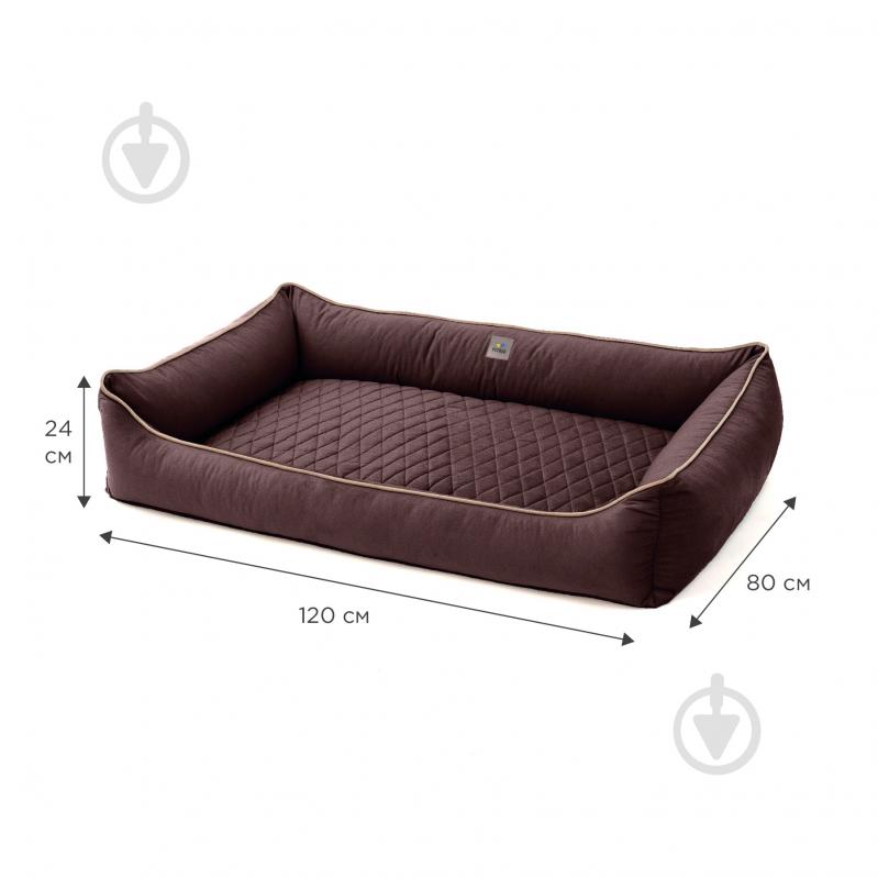 Лежак PETBED Лакі 3XL 120х80 см h-24 см велюр коричневий/кант бежевий - фото 2 Лежак PETBED Лакі 3XL 120х80 см h-24 см велюр коричневий/кант бежевий - фото 2