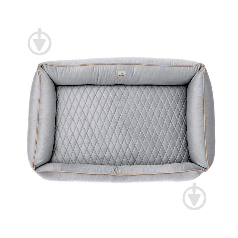 Лежак PETBED Лакки 3XL 120х80 см h-24 см велюр серый/кант бежевый - фото 4 Лежак PETBED Лакки 3XL 120х80 см h-24 см велюр серый/кант бежевый - фото 4
