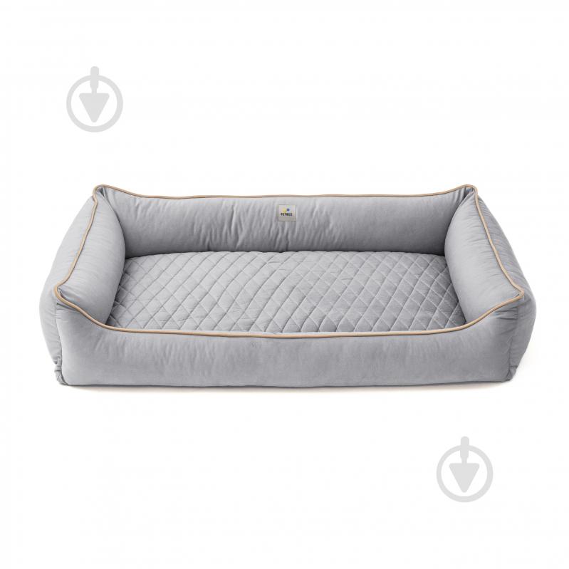 Лежак PETBED Лакки 3XL 120х80 см h-24 см велюр серый/кант бежевый - фото 3 Лежак PETBED Лакки 3XL 120х80 см h-24 см велюр серый/кант бежевый - фото 3
