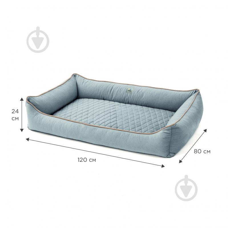 Лежак PETBED Лакки 3XL 120х80 см h-24 см велюр серый/кант бежевый - фото 2 Лежак PETBED Лакки 3XL 120х80 см h-24 см велюр серый/кант бежевый - фото 2