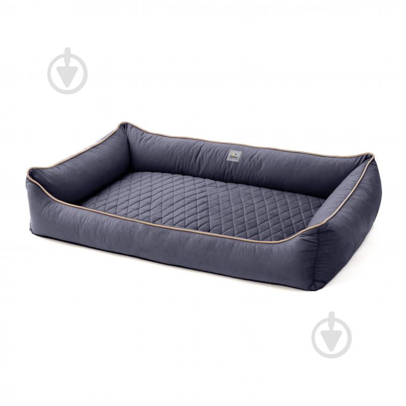 Лежак PETBED Лакки 3XL 120х80 см h-24 см велюр темно-серый/кант бежевый - фото 1 Лежак PETBED Лакки 3XL 120х80 см h-24 см велюр темно-серый/кант бежевый - фото 1