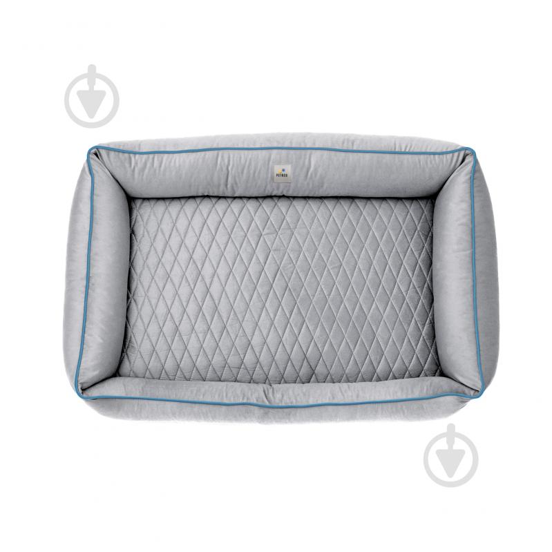 Лежак PETBED Лакки 3XL 120х80 см h-24 см велюр серый/кант голубой - фото 4 Лежак PETBED Лакки 3XL 120х80 см h-24 см велюр серый/кант голубой - фото 4