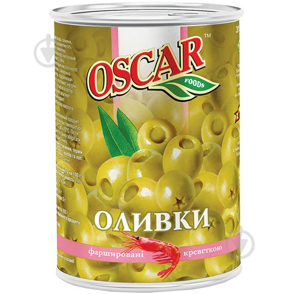 Оливки OSCAR foods фаршировані креветкою 300 г - фото 1